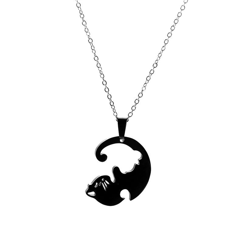 4pc Loving Cat Necklace & Ring Set