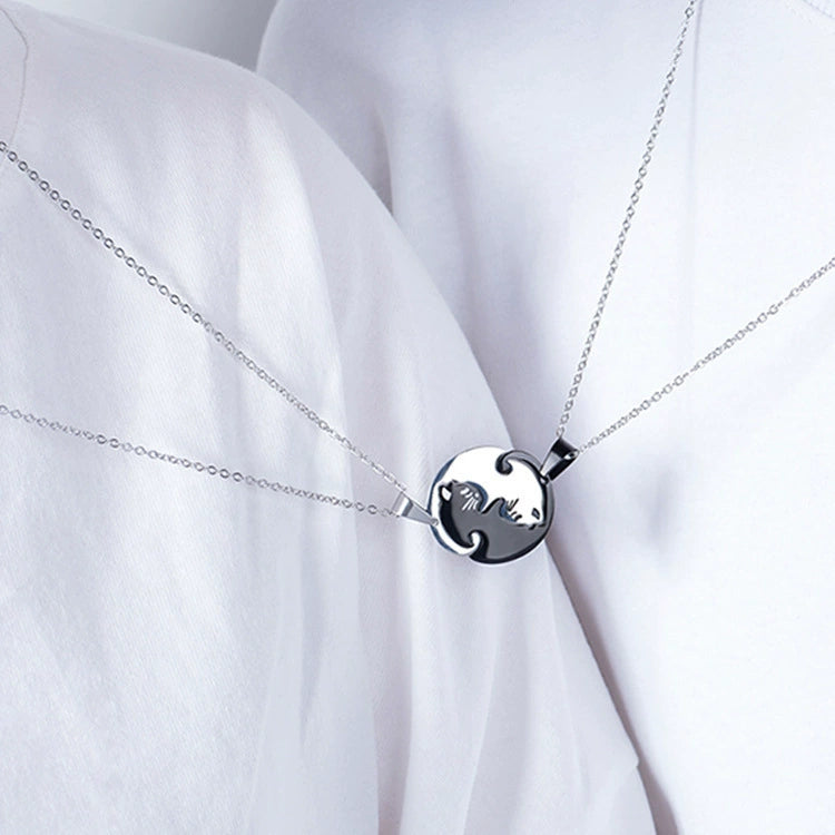 4pc Loving Cat Necklace & Ring Set