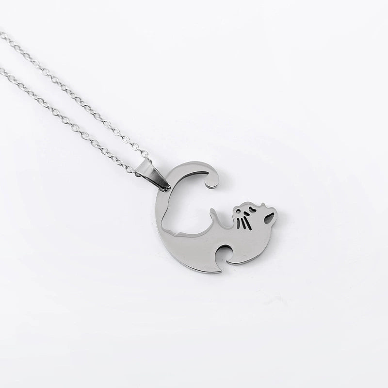 4pc Loving Cat Necklace & Ring Set